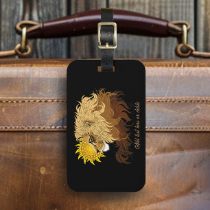 Lion Black Yellow Mandala Sun Luggage Tag