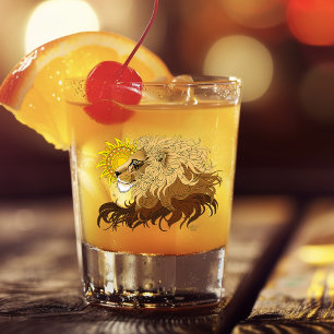 Lion Black Yellow Mandala Sun Shot Glass
