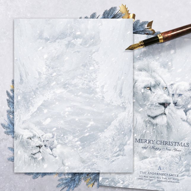 Lion blanc & Cub sur glace - Papier de papeterie d (Créateur téléchargé)