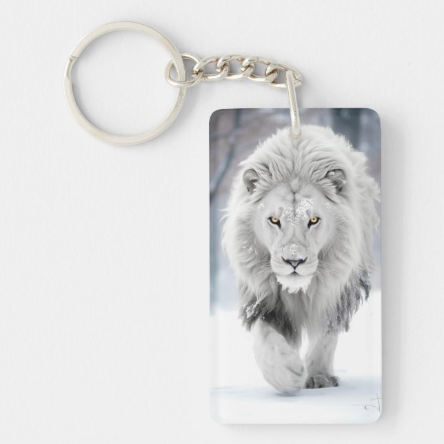 Lion blanc majestueux en hiver Wonderland Design (Devant)