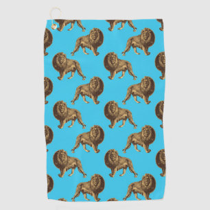 Lion Blue Wild Animals Zoo King African Safari Golf Towel