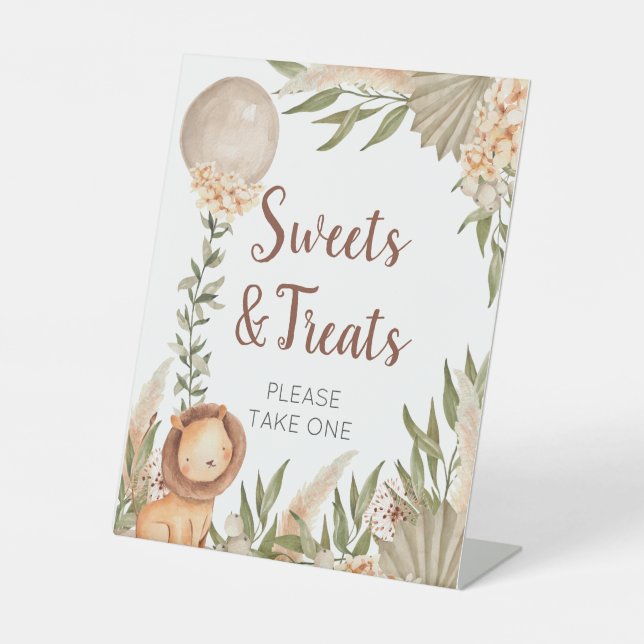 Lion Boho pampas Grass Sweets & Treats sign (Front)