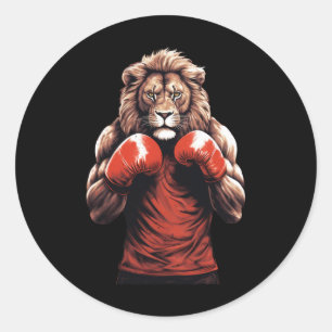 Lion Boxer Boxing Mixed Martial Arts Kickboxing Classic Round Sticker