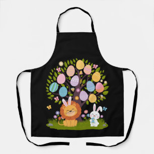 Lion Bunny Easter Cute Tree Hunting Eggs Apron