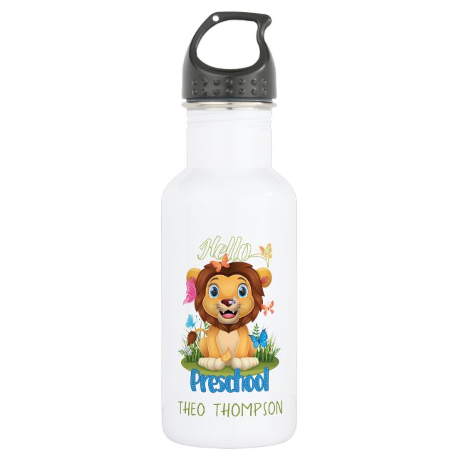 Lion & Butterfly Back to School Preschool 1st Day 532 Ml Water Bottle (Front)