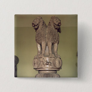 Lion capital from the Pillar of Emperor Ashoka 2 Inch Square Button