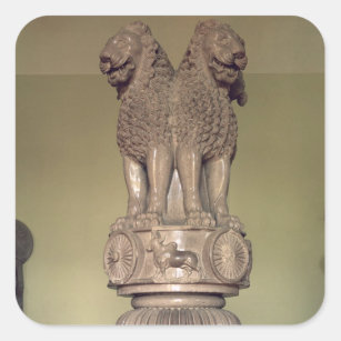 Lion capital from the Pillar of Emperor Ashoka Square Sticker
