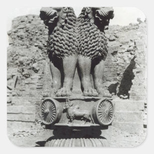 Lion capital from the Pillar of Emperor Ashoka Square Sticker