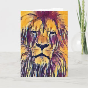 Lion Card Vibrant Art