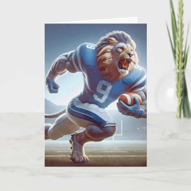 Lion Carrying a Football Card (Front)
