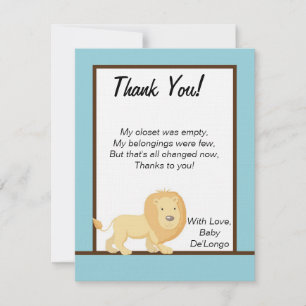Lion Carte de remerciements Bleu Jungle