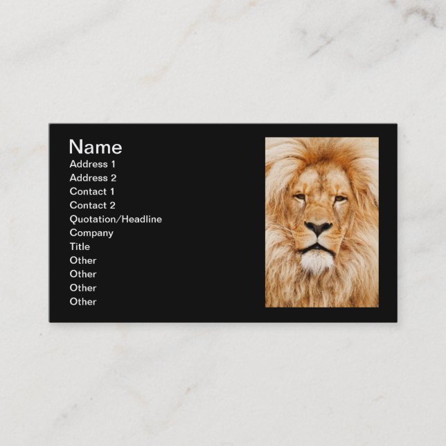 Lion Carte de visite noir (Devant)