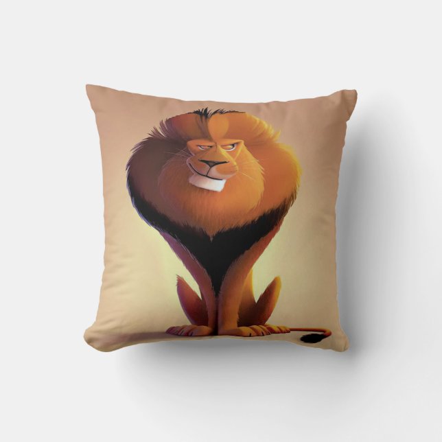 lion cartoon drawing throw pillow (Front)