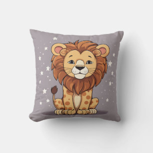 Lion cartoon stars throw pillow