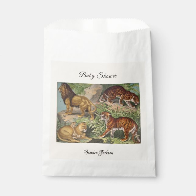 Lion cat jungle Gender neutral Baby Shower by Mail Favour Bag (Front)