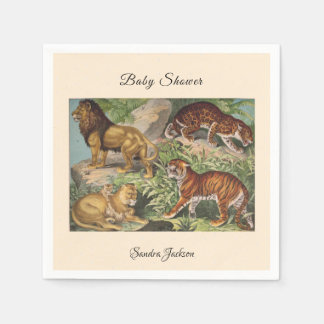 Lion cat jungle Gender neutral Baby Shower by Mail Napkin