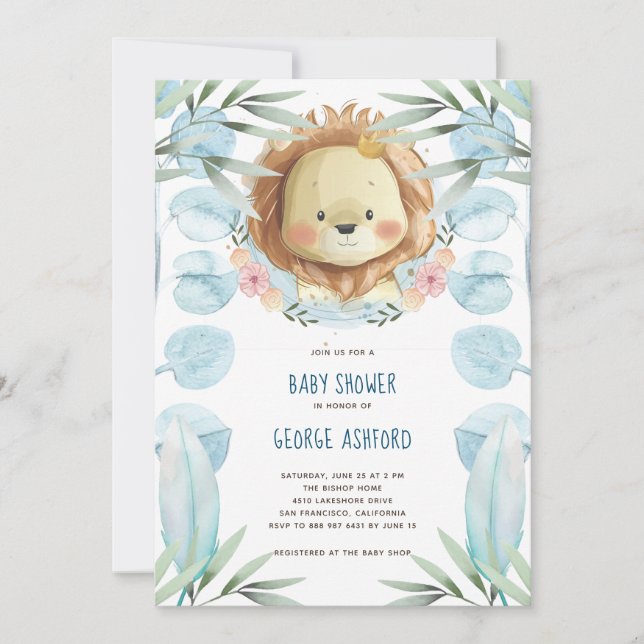 Lion C'est un Baby shower garçon Invitation (Devant)