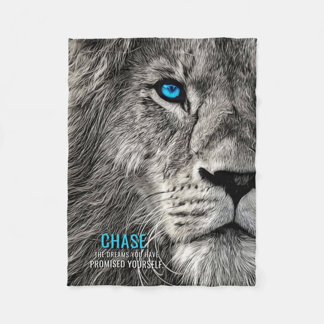 Lion Chase Your Dreams Fleece Blanket (Front)