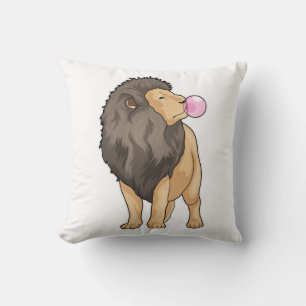 Lion Chewing gum Throw Pillow