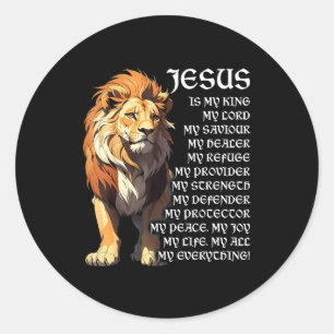 Lion Christian Jesus Is My King, God, Lord, And Sa Classic Round Sticker