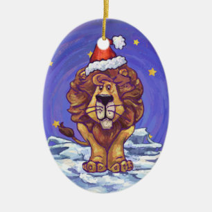 Lion Christmas Ceramic Ornament