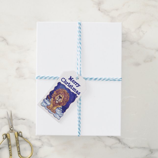 Lion Christmas Gift Tags (With Twine)