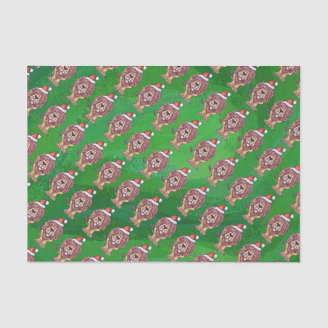 Lion Christmas On Green Tissue Paper (Front)