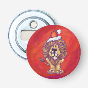 Lion Christmas On Red Bottle Opener