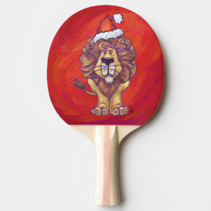 Lion Christmas On Red Ping Pong Paddle