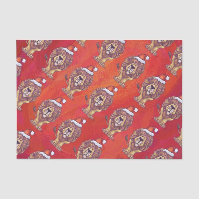 Lion Christmas On Red Tissue Paper (Front)