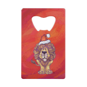 Lion Christmas On Red Wallet Bottle Opener