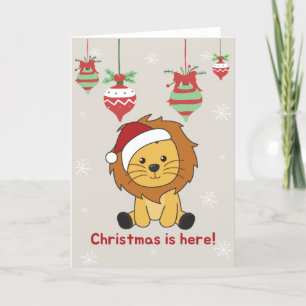 Lion Christmas Snow Winter Animals Lions Holiday C Card