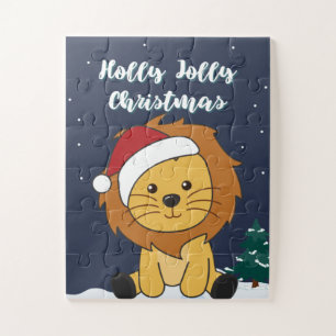 Lion Christmas Snow Winter Animals Lions Jigsaw Pu Puzzle