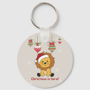 Lion Christmas Snow Winter Animals Lions Keychain