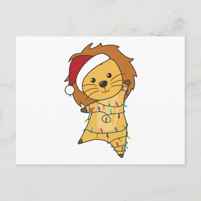 Lion Christmas Snow Winter Animals Lions Postcard (Front)