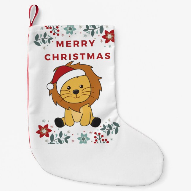 Lion Christmas Snow Winter Animals Lions Small Christmas Stocking (Front)
