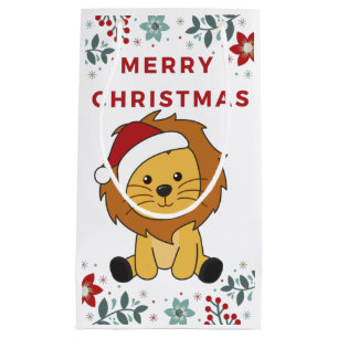 Lion Christmas Snow Winter Animals Lions Small Gif Gift Bag