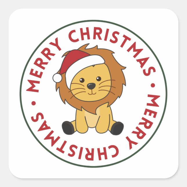 Lion Christmas Snow Winter Animals Lions Square St Square Sticker (Front)
