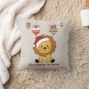 Lion Christmas Snow Winter Animals Lions Throw Pil Pillow