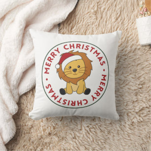 Lion Christmas Snow Winter Animals Lions Throw Pil Pillow