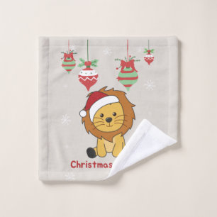 Lion Christmas Snow Winter Animals Lions Wash Clot Cloth