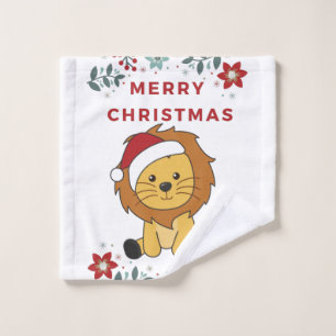 Lion Christmas Snow Winter Animals Lions Wash Cloth