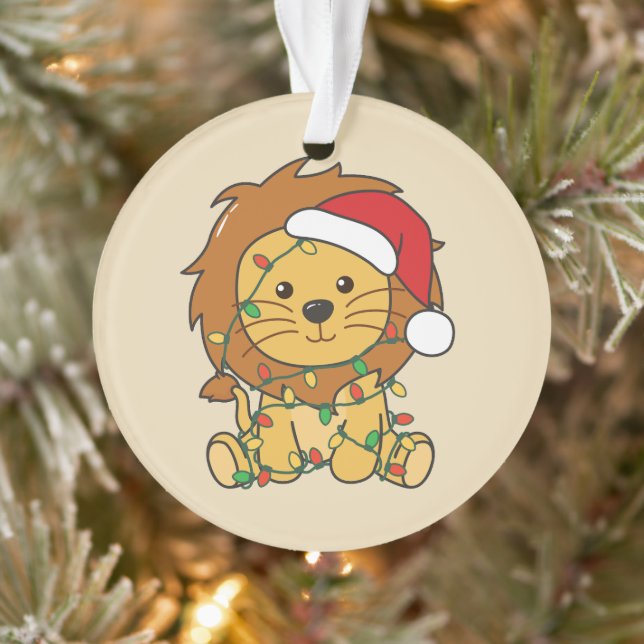 Lion Christmas Winter Animals Holiday Lions Ornament (Tree)