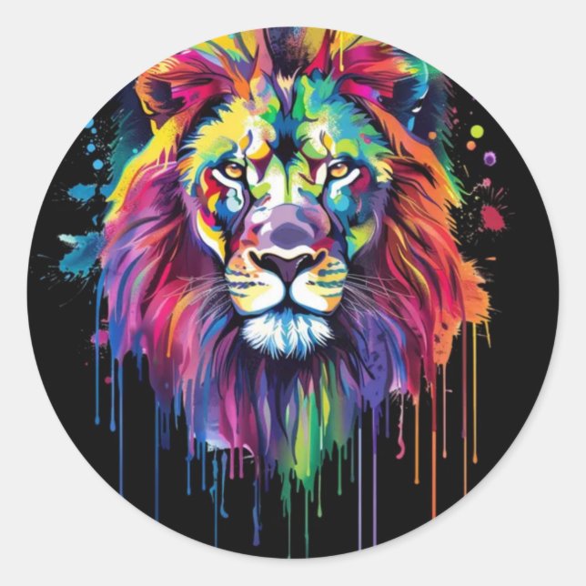 lion classic round sticker (Front)