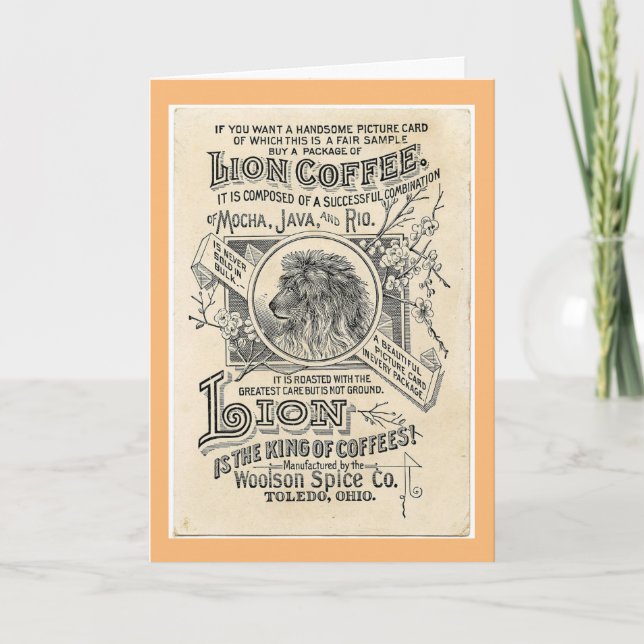 Lion Coffee Vintage Ad Greeting Card (Front)