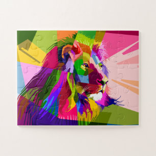LION COLORÉ POP ART LION JIGSAW PUZZLE