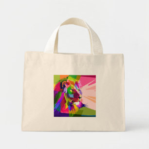 Lion Colorful Prismatic Pop Art Design-62501 Mini Tote Bag