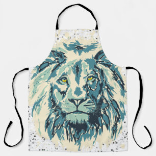 Lion Colourful Lion Drawing Retro Painting Apron