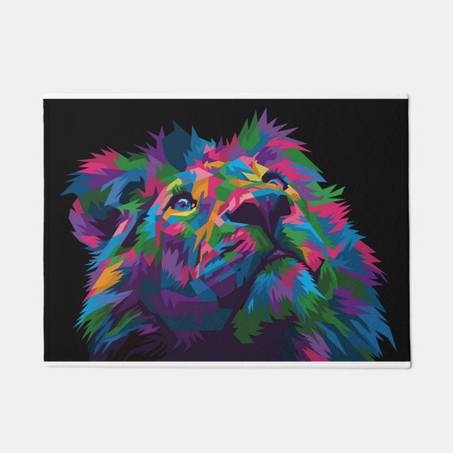 Lion Colourful Lion Head Doormat (Front)