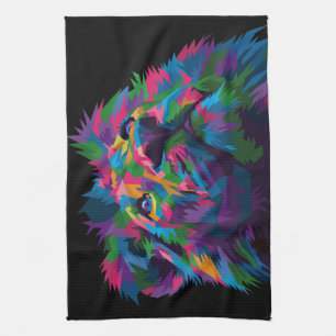 Lion Colourful Lion Head Kitchen Towel